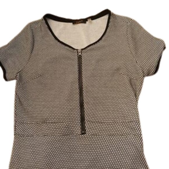 Dex Fit and Flare Midi Dress front zip accent career Size L - Picture 4 of 6